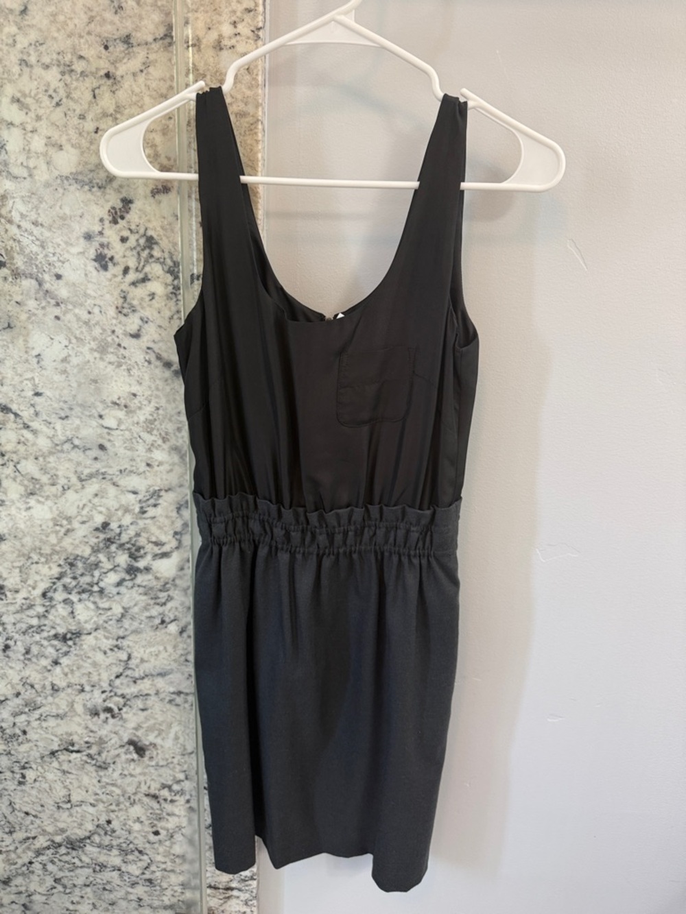 J. Crew Black Sleeveless Scoop Neck Mixed Media Dress